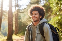 Portrait backpack adult smile. 