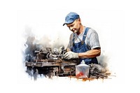 Mechanic working adult white background. 