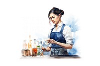 Bartender working female adult. 