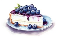 Blueberry plate cake cheesecake. AI generated Image by rawpixel.