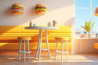 Table restaurant furniture burger. 