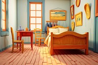 Bedroom furniture flooring cartoon.