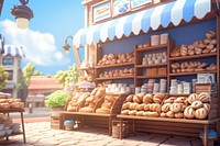 Bakery outdoors bread store. 