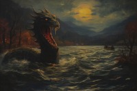 Painting dragon animal transportation. AI generated Image by rawpixel.