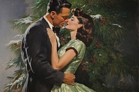 Christmas painting kissing dress. 