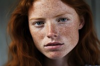 Freckle portrait adult woman. 