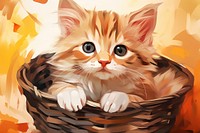 Basket mammal animal kitten. AI generated Image by rawpixel.