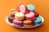 Macarons food confectionery arrangement. 