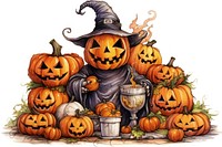 Halloween anthropomorphic jack-o'-lantern representation. AI generated Image by rawpixel.