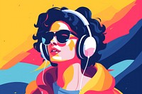 Headphones painting person music. 