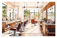 Barbershop furniture chair architecture. AI generated Image by rawpixel.
