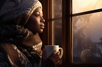 Woman looking out the window. AI generated Image by rawpixel.