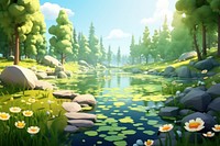 Pond landscape sunlight outdoors. AI generated Image by rawpixel.