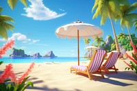 Summer beach furniture outdoors. AI generated Image by rawpixel.