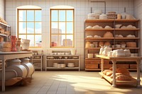 Bakery kitchen shelf architecture. AI generated Image by rawpixel.
