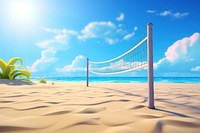 Volleyball beach sea sunlight. AI generated Image by rawpixel.