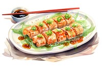 Food chopsticks sushi plate. 