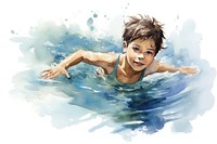 Swimming portrait sports water. AI generated Image by rawpixel.