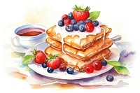 Breakfast blueberry pancake fruit. AI generated Image by rawpixel.