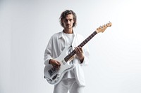 Musician standing guitar adult. AI generated Image by rawpixel.