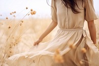 Woman in flower field. 