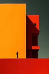 Abstract orange building, architecture. 