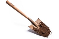 Shovel tool soil white background.