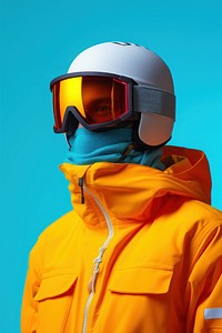 Helmet skiing adult man. 