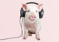 Pig headphones mammal white background. 