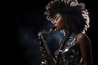 Saxophone musician female person. 