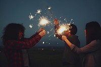 Celebrating fireworks sparkler sparks. 