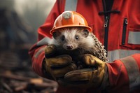 Hedgehog animal mammal helmet. AI generated Image by rawpixel.
