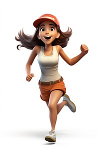 Running cartoon white background recreation. AI generated Image by rawpixel.