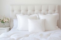 Bed furniture cushion bedroom. AI generated Image by rawpixel.