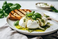 Basil plate food egg. AI generated Image by rawpixel.