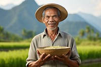 Portrait farmer adult rice. 