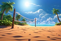 Beach landscape outdoors cartoon. 