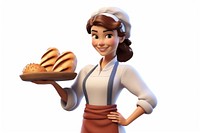 Smiling cartoon female bread. AI generated Image by rawpixel.