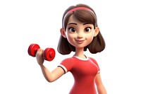 Dumbbell smiling cartoon white background. AI generated Image by rawpixel.
