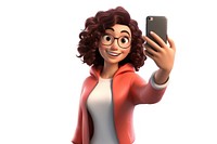 Smiling cartoon selfie adult. 