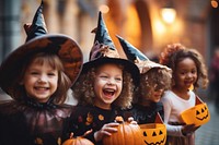 Child halloween face jack-o'-lantern. 