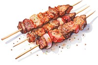 Meat grilling seafood skewer. 