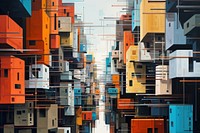 City architecture building painting. AI generated Image by rawpixel.