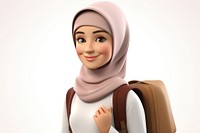 Smile white background headscarf hairstyle. 