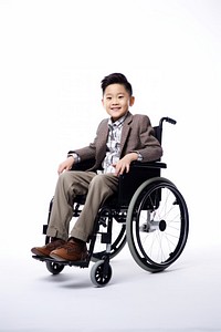 Wheelchair clothing sitting boy. 