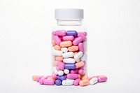 Pill bottle white background confectionery. AI generated Image by rawpixel.