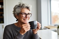 Drinking coffee smile cup. 