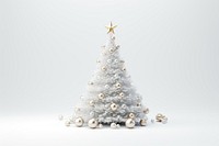 Christmas white tree white background. 