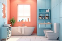 Bathroom bathtub toilet sink. AI generated Image by rawpixel.