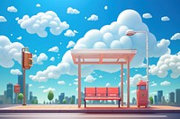 Architecture outdoors cartoon cloud. 